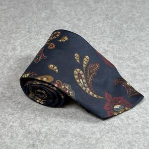 Vintage Robert Stewart Silk Paisley Tie Navy USA Wide 58x3.75 in